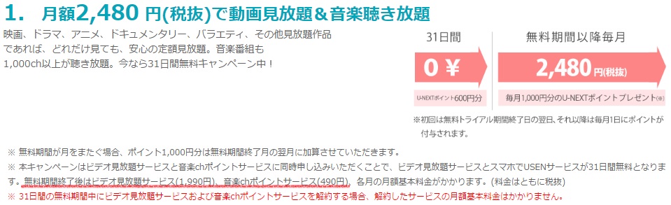 U-Nextの月額料金について