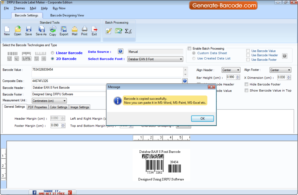 Copy Generated Barcode Label Copy Generated Barcode Label