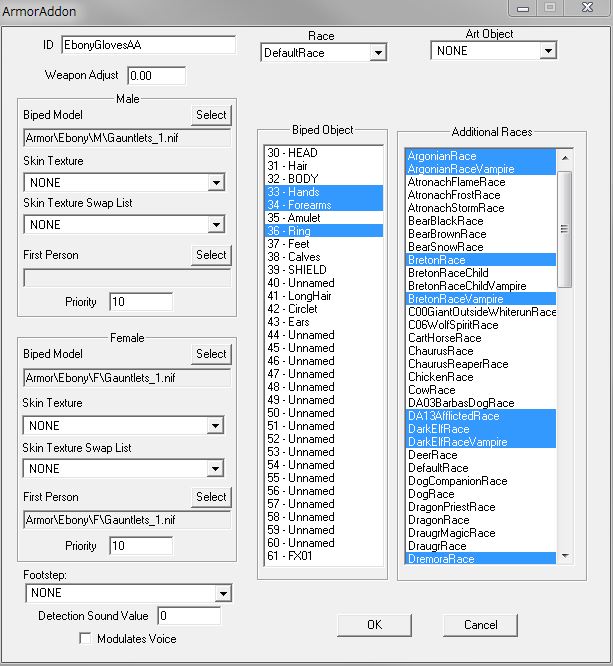 EbonyGlovesのArmorAddon