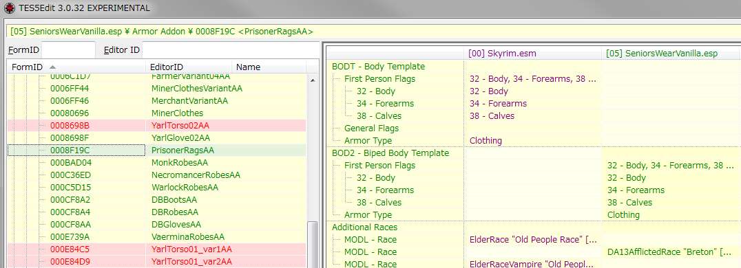 囚人服ArmorAddonの競合状態ClothingAndClutterFixes勝者