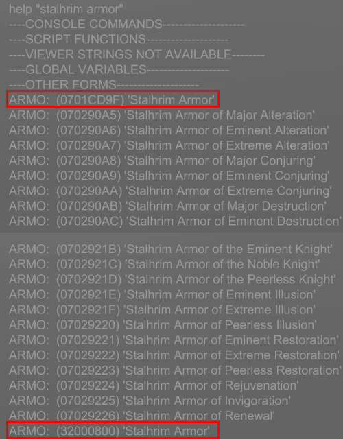 コンソールから装備を確認