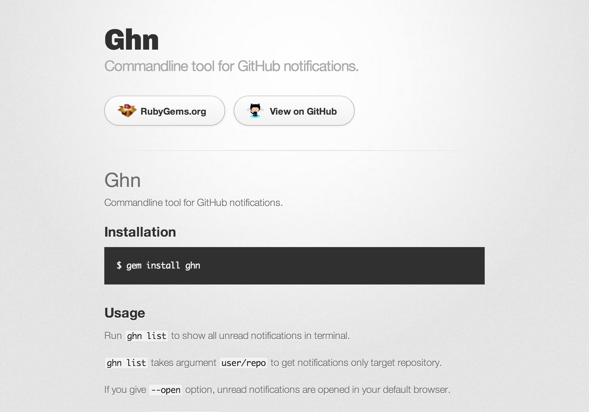 Ghn - commandline tool for GitHub notifications