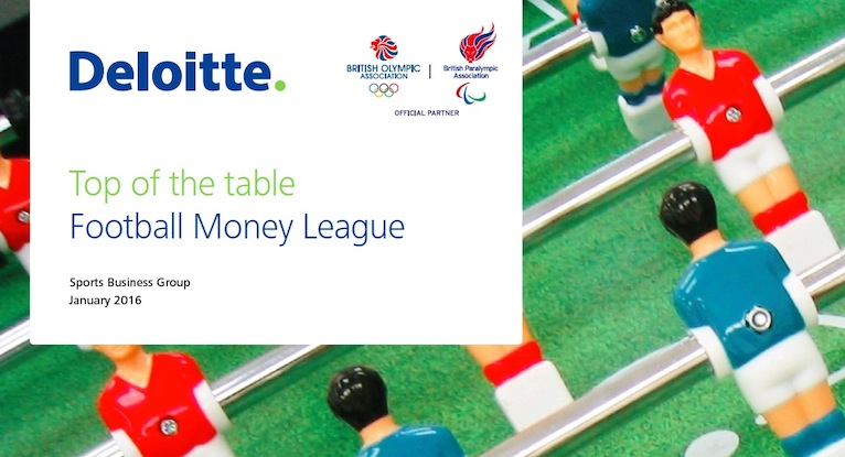 Deloitt: Football Money League 2016 画像:Deloitt: Football Money League 2016