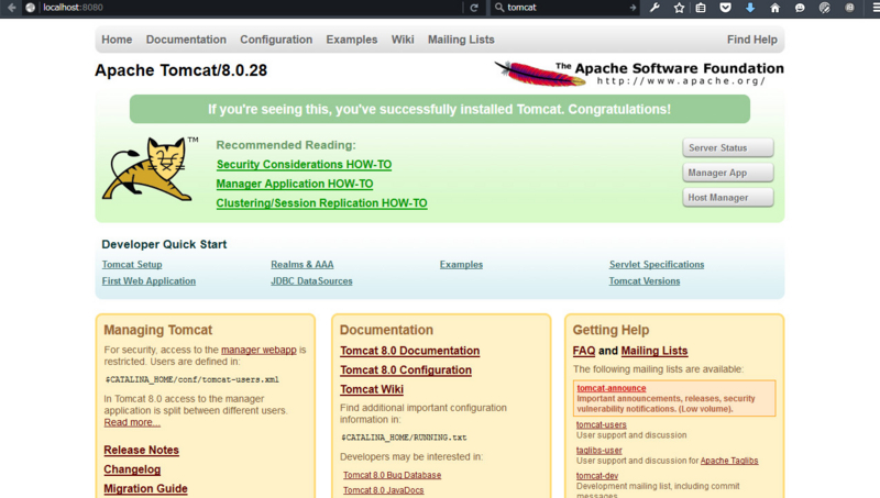 http://localhost:8080/にアクセス ブラウザで「http://localhost:8080/」でアクセスできる