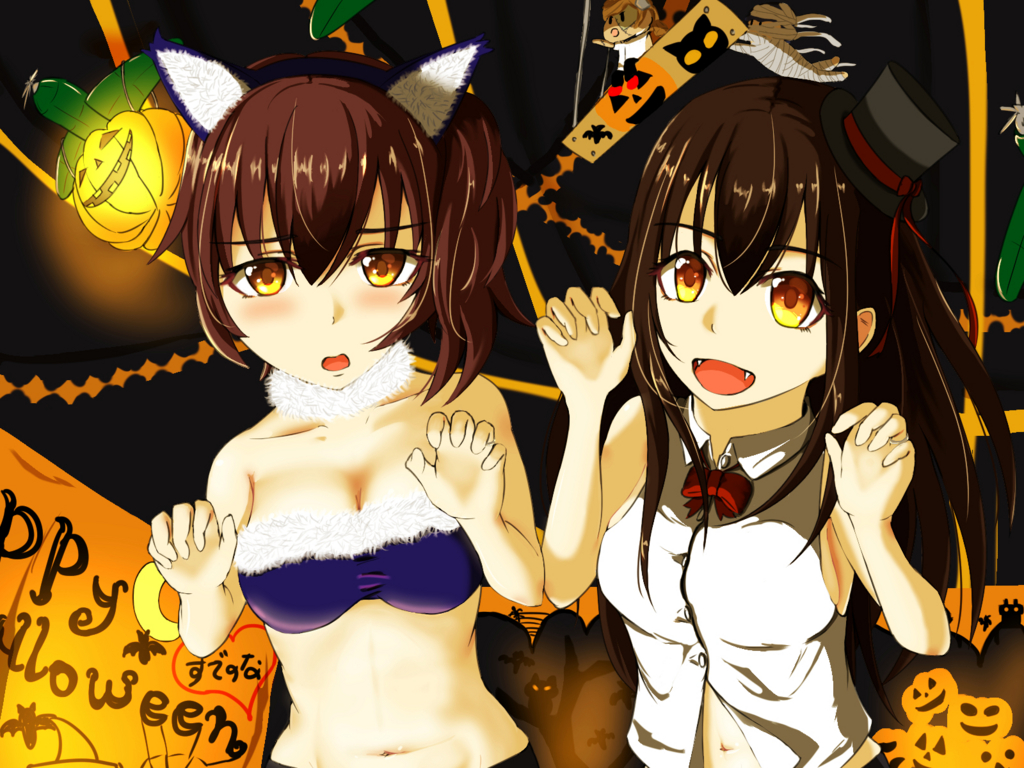 艦隊これくしょん 加賀と赤城でハッピーハロウィン イラスト無事完成 いつまでも夢見る少年でいたい
