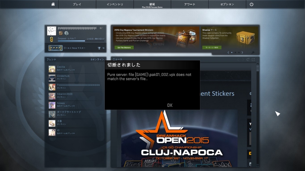 csgo エラー出てきた時の対処法 でぃふぇの日記