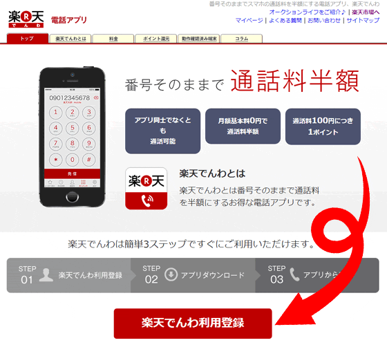 「楽天でんわ」090/080番号を使えて通話料が半額