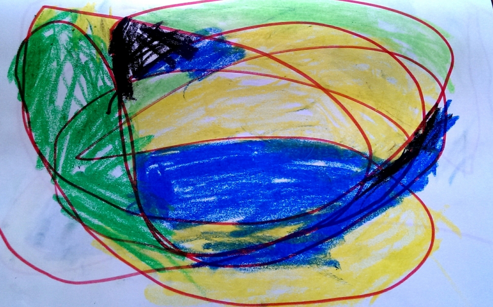 【おえかき】ぐちゃぐちゃから出てきた絵(3才前半) こどものあそび観察日記 【おえかき】ぐちゃぐちゃから出てきた絵(3才前半) こどものあそび観察日記