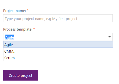 VisualStudioOnline ProcessTemplate選択 VisualStudioOnline ProcessTemplate選択