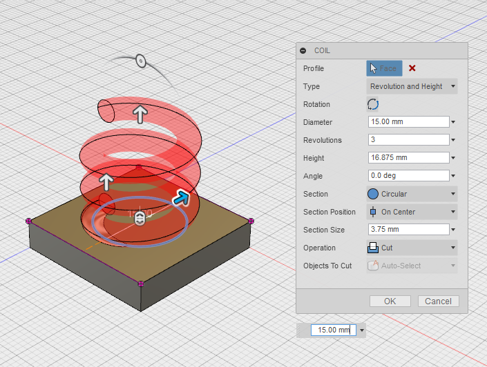f:id:isopro:20150315023842p:plain 3DCAD Fusion360 CREATE Coil 使い方