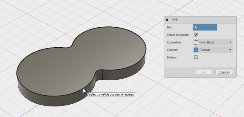 f:id:isopro:20150316065533p:plain 3DCAD Fusion360 CREATE Pipe 使い方
