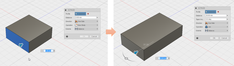 f:id:isopro:20150316090738p:plain 3DCAD Fusion360 CREATE Extrude 使い方