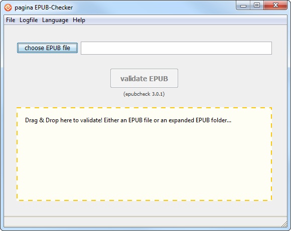 f:id:k_airyuu:20140307162837j:plain pagina EPUB Checkerの初期ウィンドウ