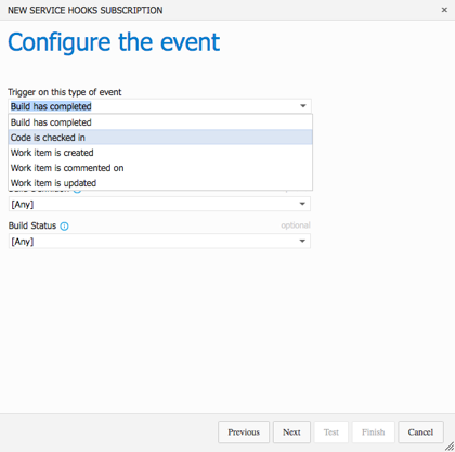 Web Hooks - Configure the Event