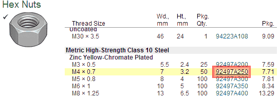 目的の規格の型番をクリックします。 目的の規格の型番をクリックします。
