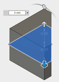 作成ドロップダウンから、押し出しを選択し、両側に押し出します。 作成ドロップダウンから、押し出しを選択し、両側に押し出します。