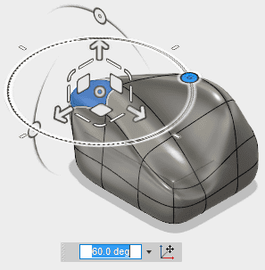 一つの軸の周りで、選択されたジオメトリーを回転するために、円弧の1つをクリックして、ドラッグします。 一つの軸の周りで、選択されたジオメトリーを回転するために、円弧の1つをクリックして、ドラッグします。