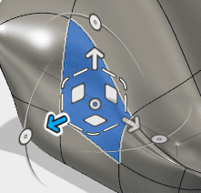 T-スプライン形状の一つの面を選択します。 T-スプライン形状の一つの面を選択します。