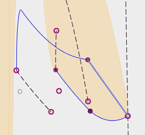 プロファイルを描いたスケッチを修正して、線を結ぶだけにします。 プロファイルを描いたスケッチを修正して、線を結ぶだけにします。