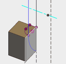 スケッチで作成した点を選択し、作成したい軸に垂直な平面を指定します。 スケッチで作成した点を選択し、作成したい軸に垂直な平面を指定します。