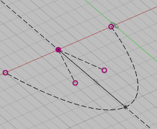 3角の頂点と穴の内壁の交差で得られた線の間の中心の線をなぞります。 3角の頂点と穴の内壁の交差で得られた線の間の中心の線をなぞります。