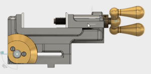 右側で万力ネジと接触します。 右側で万力ネジと接触します。