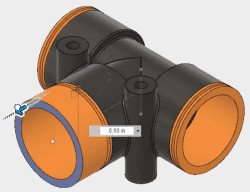 最初のスリーブの前面だけを、引っ張るために「プレス/プル」コマンドを使用する 最初のスリーブの前面だけを、引っ張るために「プレス/プル」コマンドを使用する