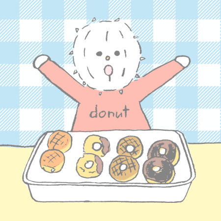 f:id:logequal:20160305201405p:plain ドーナツを選びすぎたイコール君