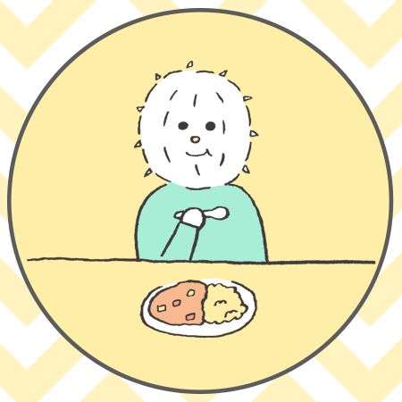 f:id:logequal:20160528214722p:plain カレーを食べるイコール君