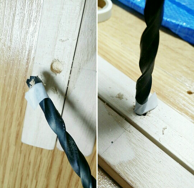 電動ドリルにマステで印を付ける