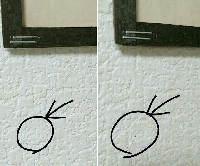 押しピンの穴と埋めた穴