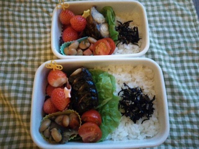 二人分の焼きサバ弁当画像