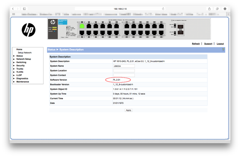 HP 181024G v2 Switch ファームウェアアップデート ものぐさ日記（仮）