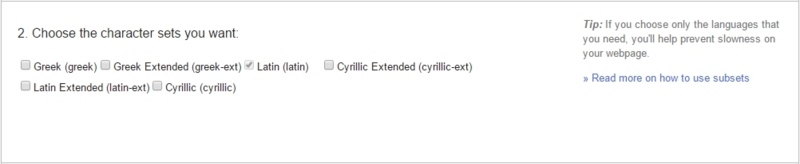Google Fontsのキャラクタセット Google Fontsのキャラクタセット