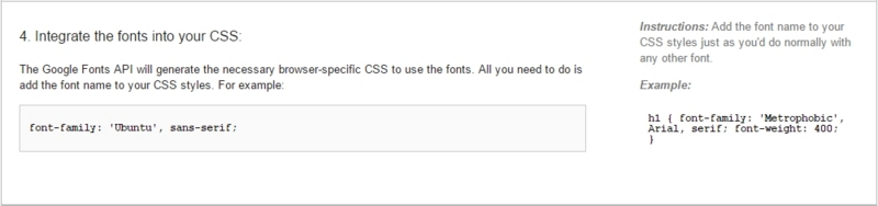 Google FontsのCSS設定内容 Google FontsのCSS設定内容