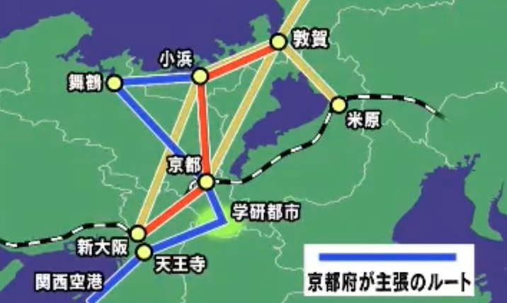 NHKが報じた北陸新幹線の福井・敦賀以西のルート案 画像:NHKが報じた北陸新幹線の福井・敦賀以西のルート案