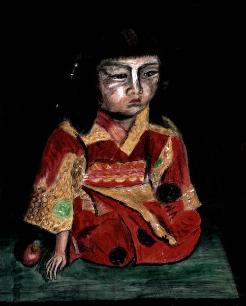 油絵 岸田劉生の名作_童女図_麗子立像 ma3082