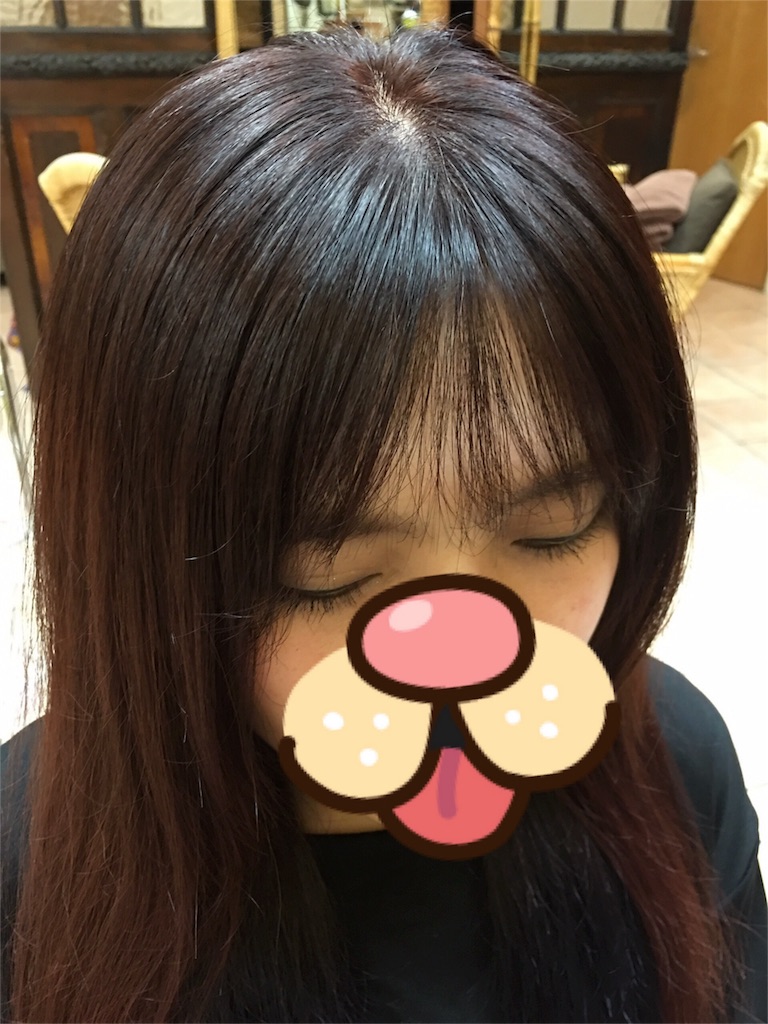 お客様を韓国シースルーバングにカット@原宿