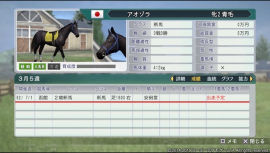 ウイニングポスト8 2016【2】 - ゆっきーのゲーム日記