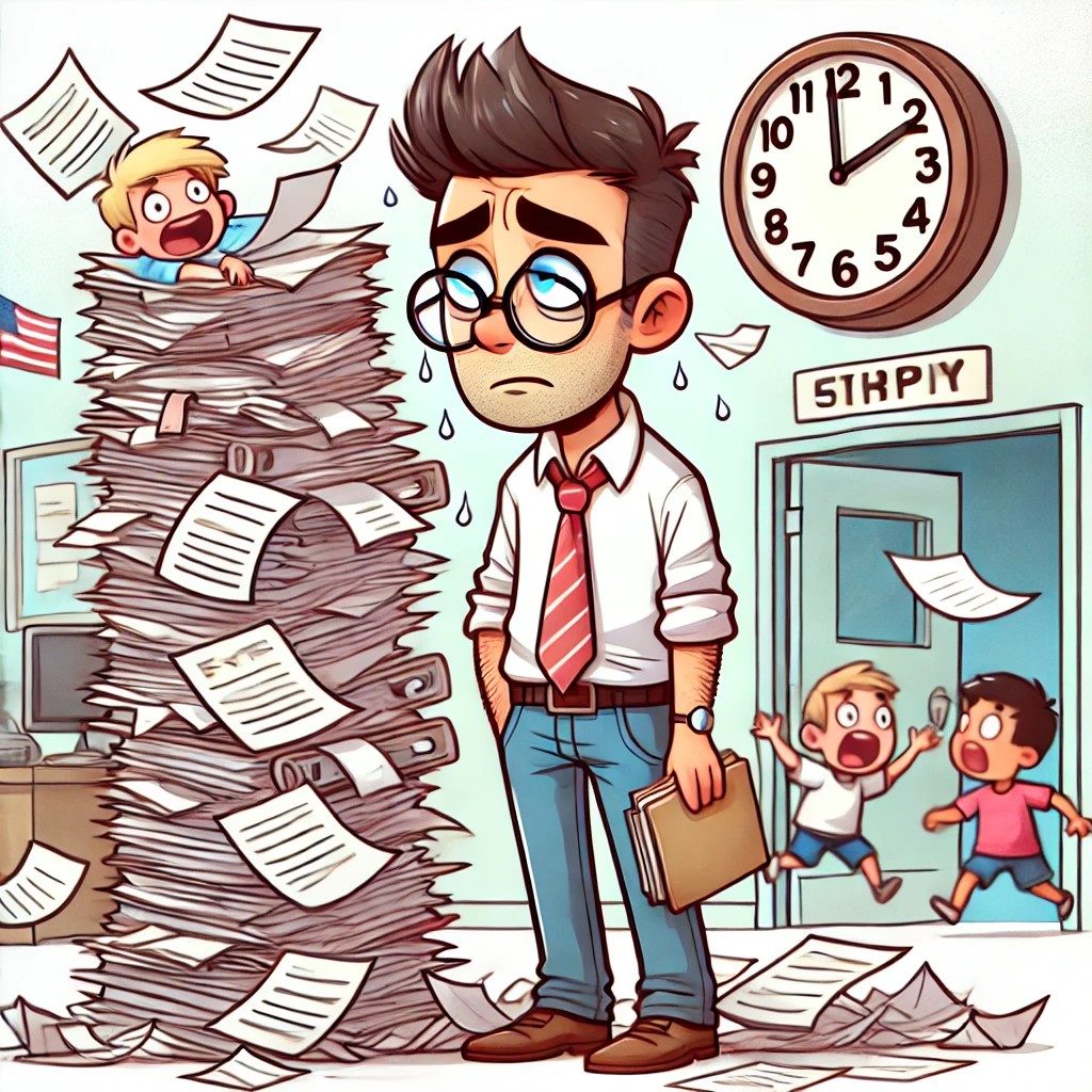 多忙な教師のイメージ