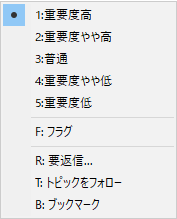 重要度変更メニュー