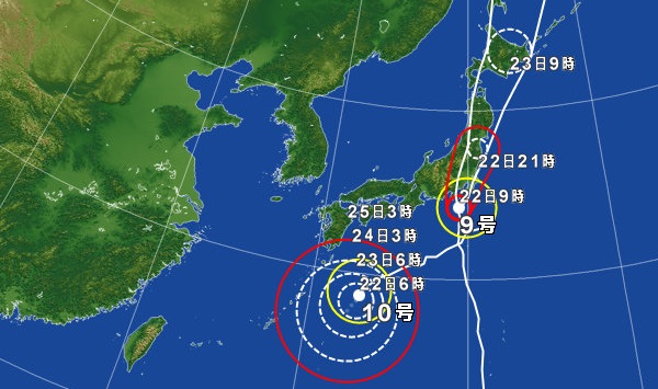 8月22日の台風の天気図