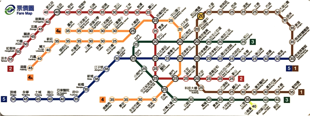台湾のMRTのマップ