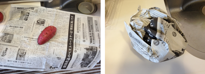 さつまいも焼き芋レンジレシピ 新聞紙で簡単 オーブンなしトースター電子レンジ作り方 ひなぴし