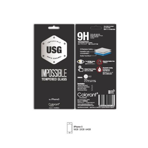 Colorant USG ITG - Impossible Tempered Glass for iPhone 5 【強化ガラス製液晶保護フィルム】【日本正規流通品】