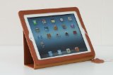 iPad2 iPad3(新しいiPad) iPad4(Retinaディスプレイモデル)対応 本革仕様 Executive レザーケース・ブラウン(マグネット内蔵、スタンド機能、オートスリープ機能付き)