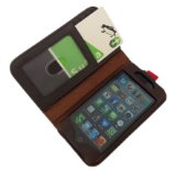 古い洋書のような iPhone 5 専用ケース Bookケース suica/pasmoも収納可能 ブラウン 茶
