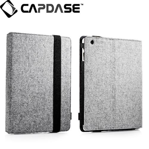 CAPDASE 日本正規品 iPad Retinaディスプレイモデル (第4世代) / iPad (第3世代) / iPad 2 対応 Protective Case FOLIO FELT, Grey / Black 3段階スタンド機能つき ブックタイプ フェルト張り PUレザーケース 「フォリオ・フェルト」(ドックコネクタ &イヤホンジャック キャップ つき) グレー/ブラック SLAPIPAD2-P6G1