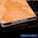 ●iPad mini レトロ 地図柄 PUレザー スタンド ケース ライトブラウン（うす茶色） [MOBILE STUDIO]
