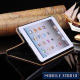 ●iPad mini レトロ 地図柄 PUレザー スタンド ケース ライトブラウン（うす茶色） [MOBILE STUDIO]